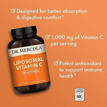 Dr. Mercola Liposomal Vitamin C 1000 mg, NSF Certified Capsules