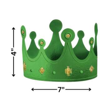 Mardi Gras Multicolor Glittering Foil Crowns - 4" x 7" (Pack of 12) - Brilliant & Festive Design - D...