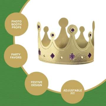 Mardi Gras Glittering Foil Crowns - Dazzling Party Accessory