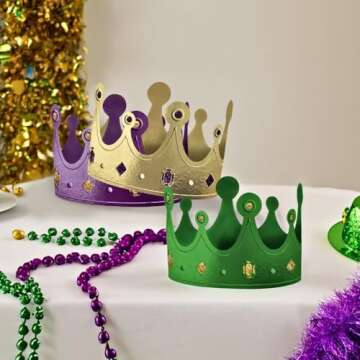 Mardi Gras Glittering Foil Crowns - Dazzling Party Accessory