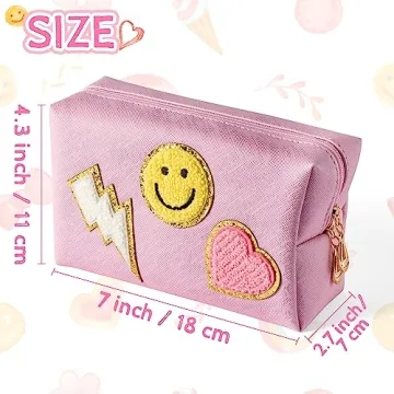Chic LieToi Preppy Patch Toiletry Bag for Women and Teens