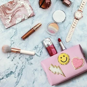 Chic LieToi Preppy Patch Toiletry Bag for Women and Teens