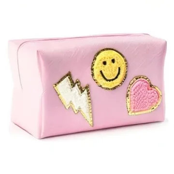 Chic LieToi Preppy Patch Toiletry Bag for Women and Teens