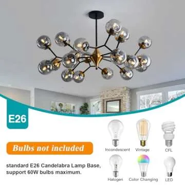 hesoge 20-Light Large Mid Century Modern Chandelier