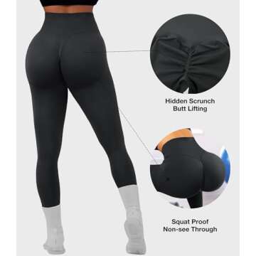 JGS1996 Hidden Scrunch Butt Lifting Leggings - Tummy Control High Waisted Seamless Yoga Pants