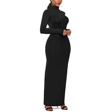PRIMODA Women's Turtleneck Bodycon Maxi Dress - Chic & Stylish