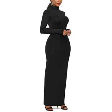 PRIMODA Women's Turtleneck Bodycon Maxi Dress - Chic & Stylish