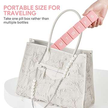 2 Pack Extra Large Pill Organizer, XL Winlike Weekly Travel Pill Box 7 Day Pill Case Medicine Organizer for Vitamin/Fish Oil/Pills/Supplements, Pink