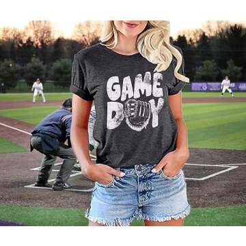 Vintage Leopard Baseball Mom Graphic Shirt Tee - Women's Mama Short Sleeve T-Shirts (Small, Gray-A)