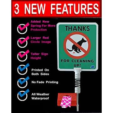 No Poop Dog Signs Poop Bag Dispenser | Stop Dogs from Pooping On Your Lawn | Sign Reads: Thanks For ...