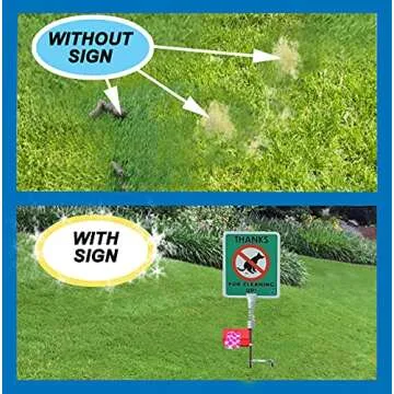 No Poop Dog Signs Poop Bag Dispenser | Stop Dogs from Pooping On Your Lawn | Sign Reads: Thanks For Cleaning Up | Protect Property | No Poo | No Pooper Scooper | (Thanks For Cleaning Up)