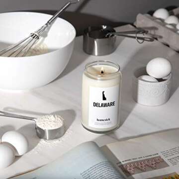 Homesick Premium Scented Candle, Delaware - Scents of Strawberry, Musk, 13.75 oz, 60-80 Hour Burn, Natural Soy Blend Candle Home Decor, Relaxing Aromatherapy Candle