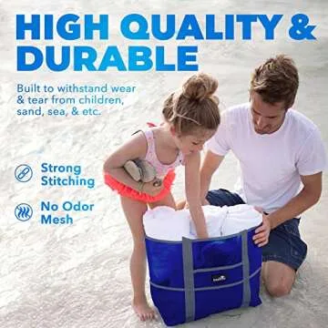 Dejaroo Sand Free Mesh Bag - Versatile Beach Tote with 8 Pockets