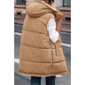 PRETTYGARDEN Womens Fall Reversible Vests Sleeveless Fleece Jacket Zip Up Hoodie Pockets Long Winter...