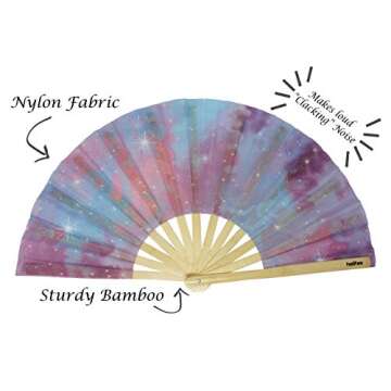 FestiFanz Large Unicorn Dreams Folding Hand Fan, Rave Fan, Large Folding Fan, Festival Fan, Club Fan...