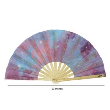 FestiFanz Large Unicorn Dreams Folding Hand Fan, Rave Fan, Large Folding Fan, Festival Fan, Club Fan, Bamboo Fan - for Events, Dance, Performance, Festivals