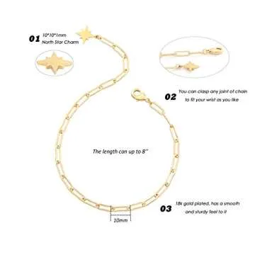 Elegant Aobei Pearl Gold Rolo Chain Bracelet with North Star Charm