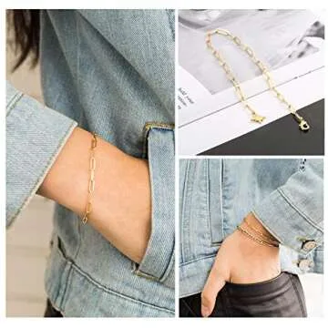 Elegant Aobei Pearl Gold Rolo Chain Bracelet with North Star Charm