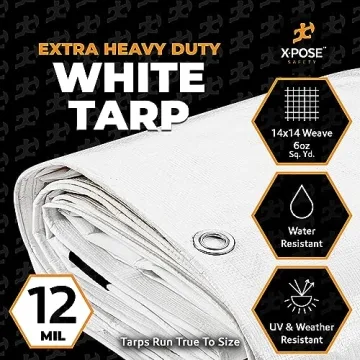 Heavy Duty Water Resistant White Poly Tarp for All Uses