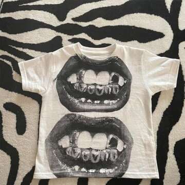 Baby Tees Y2k Shirt 90s Outfit Woman 2000s Fashion Graphic Tees Y2k Cute Shirts Vintage Clothes (White09,S,Small)