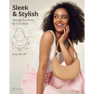 Half Moon Clutch Bag for Women - Faux Leather Crescent Bag with Anti Theft RFID Protection & Adjusta...