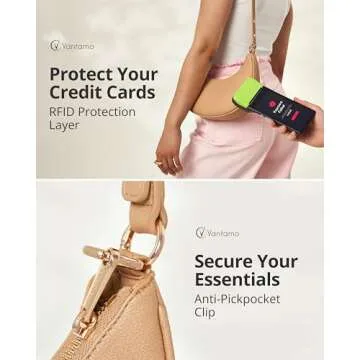 Half Moon Clutch Bag for Women - Faux Leather Crescent Bag with Anti Theft RFID Protection & Adjustable Shoulder Strap - Luna Bag with Gold Zippers & Anti Pickpocket Clip - Everyday Moon Shaped Purse