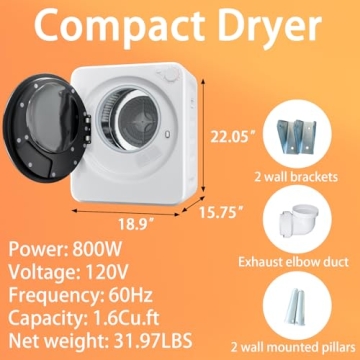 120V 800W Portable Laundry Dryer - Compact & Efficient for Home Usage