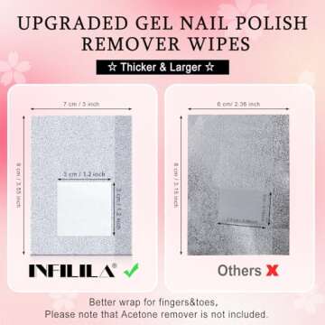 NXJ INFILILA Nail Foil - 300PCS Foil Nail Wraps Gel Nail Polish Remover Foil Wraps for Nails, Soak O...