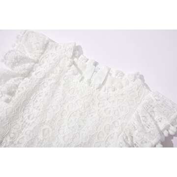 Elegant Toddler Girls Lace Pom Pom Party Dress White