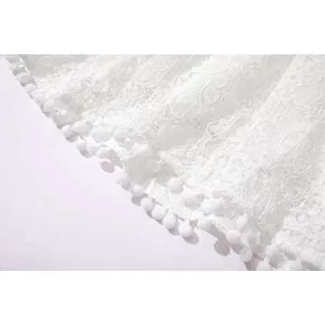 Elegant Toddler Girls Lace Pom Pom Party Dress White