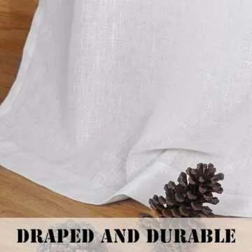 H.VERSAILTEX Linen Curtains Curtains 84 Inches Long for Living Room 2 Panels Rod Pocket Soft Natural Linen Draperies Light Weight Airy Privacy Added Curtains for Bedroom 7 FT Long, Heathered White