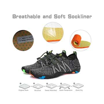 Kararao Womens Barefoot Water Shoes Breathable Quick Drying Aqua Shoes Anti Slip Beach Shoes Surfing Fishing River Kayaking