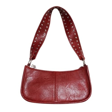 GETERUUV Shoulder Bags for Women Red Purse Burgundy Purse 90s Y2k Bag Studded Shoulder Crossbody Bag...
