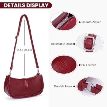 GETERUUV Stylish Red Shoulder Bags for Women - Trendy Purse