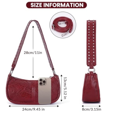 GETERUUV Stylish Red Shoulder Bags for Women - Trendy Purse