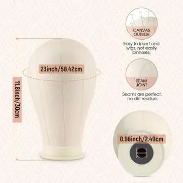 Goodofferplace Tall Wig Tripod Stand with Head,23 Inch Wig Head Stand with Canvas Mannequin Head for Styling,Wig Making Display,with Wig Caps,T-PIN,C Needles,Clips,Carrying Bag,Comb(37.4-50.8 Inch)