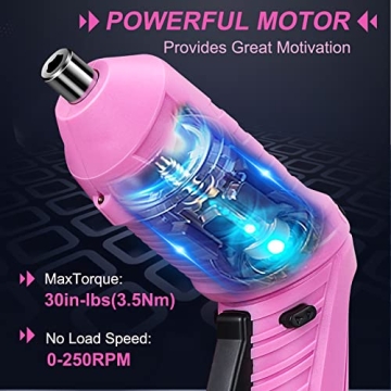 Compact Pink Cordless Screwdriver Set for DIY Lovers