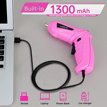 Compact Pink Cordless Screwdriver Set for DIY Lovers
