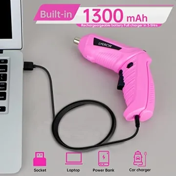 Compact Pink Cordless Screwdriver Set for DIY Lovers