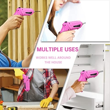 Compact Pink Cordless Screwdriver Set for DIY Lovers
