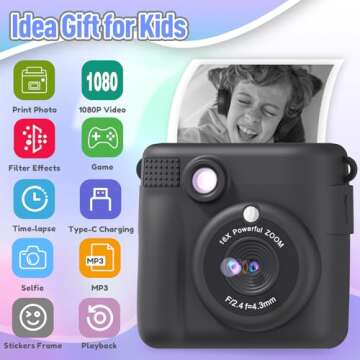 ESOXOFFORE Kids Camera Instant Print, Christmas Birthday Gifts for Kids Age 3-12, Selfie Digital Cam...