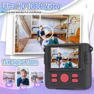 ESOXOFFORE Kids Camera Instant Print, Christmas Birthday Gifts for Kids Age 3-12, Selfie Digital Camera with 1080P Videos,Toddler Portable Travel Camera Toy for 4 5 6 7 8 9 Year Old Boys Black