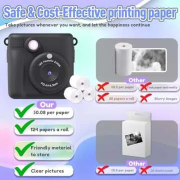 ESOXOFFORE Kids Camera Instant Print, Christmas Birthday Gifts for Kids Age 3-12, Selfie Digital Camera with 1080P Videos,Toddler Portable Travel Camera Toy for 4 5 6 7 8 9 Year Old Boys Black