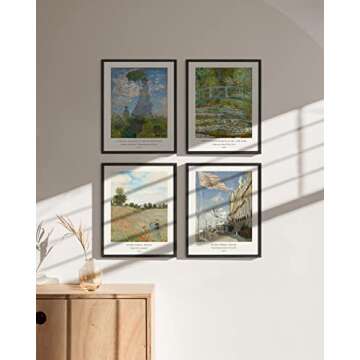 HAUS AND HUES Claude Monet Artwork Fine Art Paintings Set of 4 Water Lilies Posters, Famous Art, Modern Prints UNFRAMED 8" x 10"