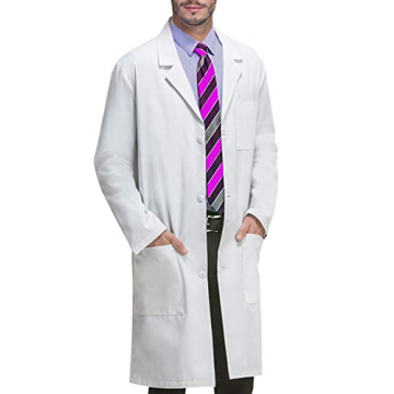 VOGRYE Unisex Professional Lab Coat - Long Sleeve White XXS