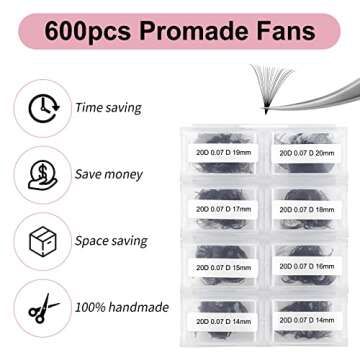 FADLASH Premade Fans Eyelash Extensions 600pcs 14D 20D 25D 30D Volume Lash Extensions D Curl Eyelash...