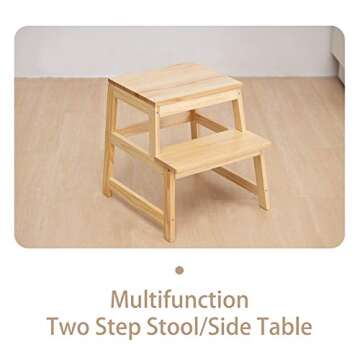 3 Adjustable Heights Kids Kitchen Step Stool with CPC Certification (Natural-1)