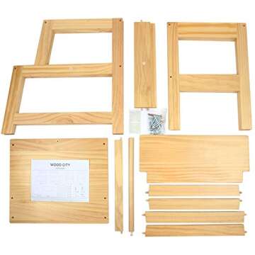 3 Adjustable Heights Kids Kitchen Step Stool with CPC Certification (Natural-1)