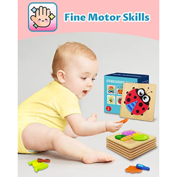 Bekayshad Wooden Puzzles for 1-3 Year Olds - Fun & Educational Gifts
