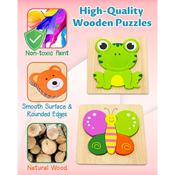 Bekayshad Wooden Puzzles for 1-3 Year Olds - Fun & Educational Gifts